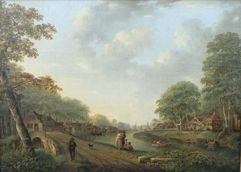 Andries Vermeulen 1763-1814 - Fishing on a summer day., Oil on canvas - detail 1