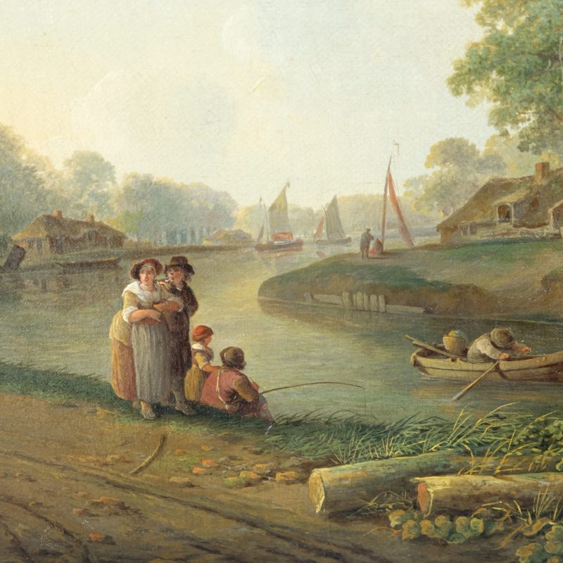 Andries Vermeulen 1763-1814 - Fishing on a summer day., Oil on canvas - detail 2