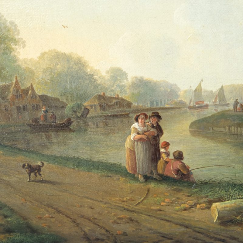 Andries Vermeulen 1763-1814 - Fishing on a summer day., Oil on canvas - detail 3