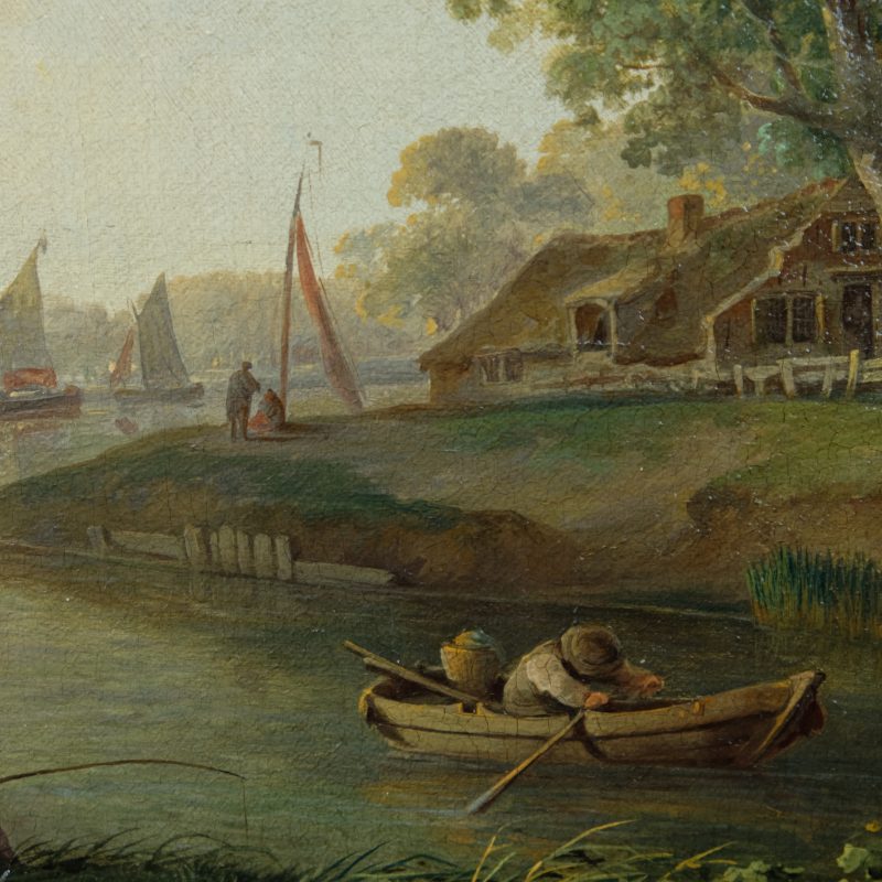 Andries Vermeulen 1763-1814 - Fishing on a summer day., Oil on canvas - detail 4