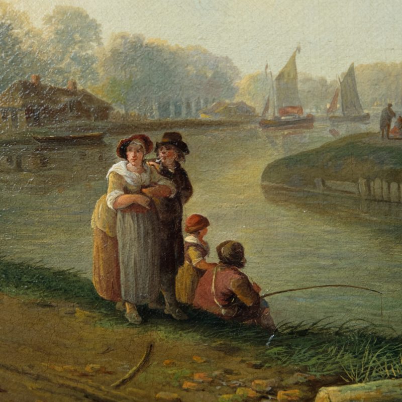 Andries Vermeulen 1763-1814 - Fishing on a summer day., Oil on canvas - detail 6