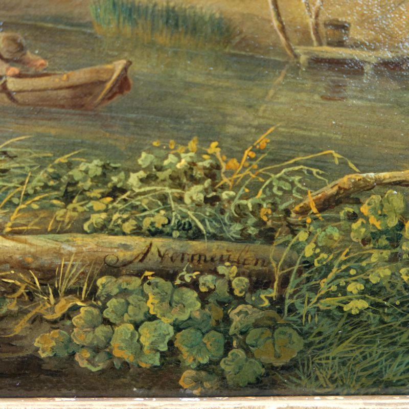 Andries Vermeulen 1763-1814 - Fishing on a summer day., Oil on canvas - detail 9