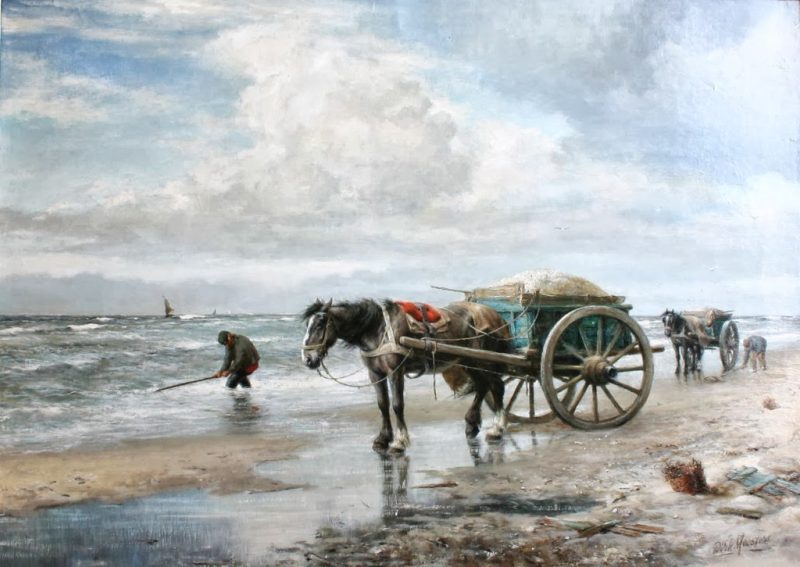 Dirk Meesters 1899-1950 - Shell fishers on the beach, oil on canvas