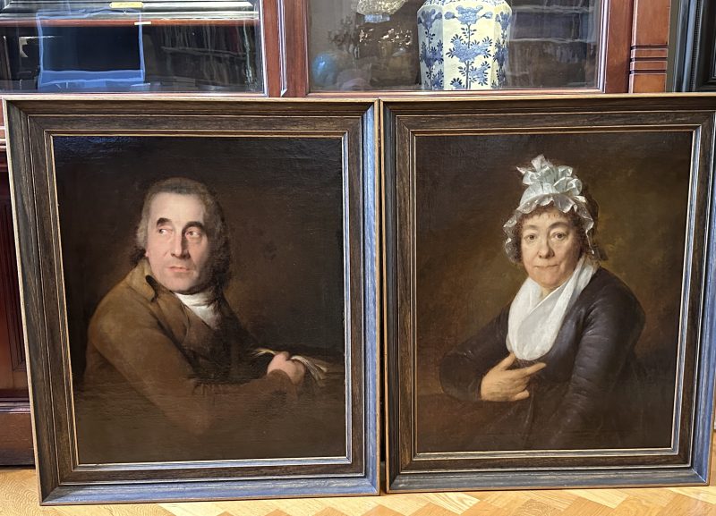 Taco Scheltema ( Harlingen 1760-1837 ) - Portraits of Agatha Giesken and Gerard van der Zoo, Oil on canvas laid down on board