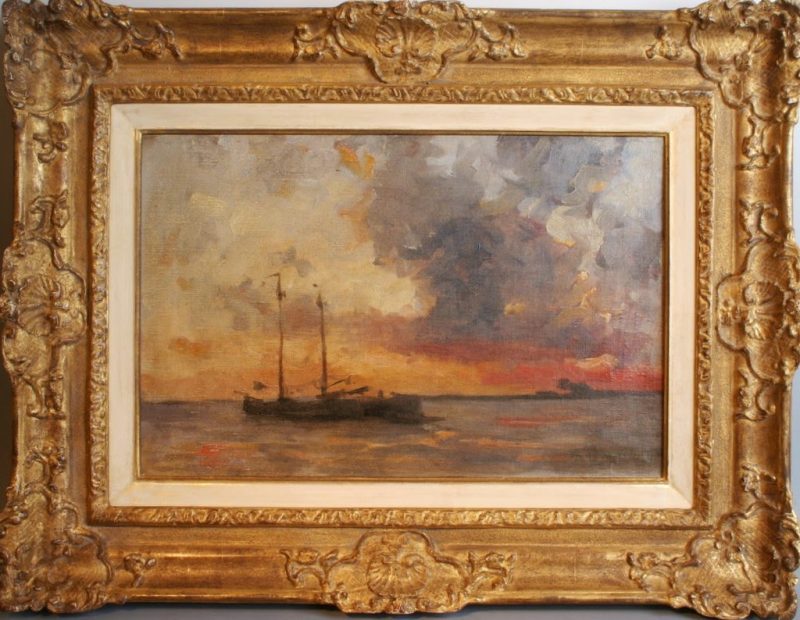 Willem Bastiaan Tholen Amsterdam 1860-1931 - Sunset on the Zuiderzee, oil on canvas