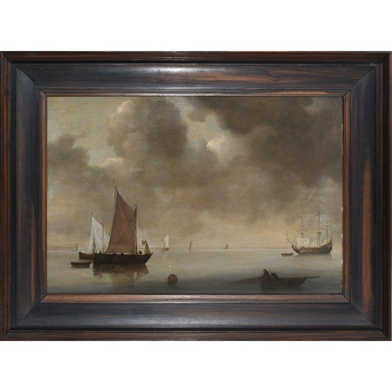 Jan van de Cappelle Amsterdam 1626-1679 - Shipping in a calm, Oil on panel