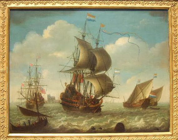 Jeronymus van Diest II 1631-1677 - A flagship and state yacht, oil on canvas