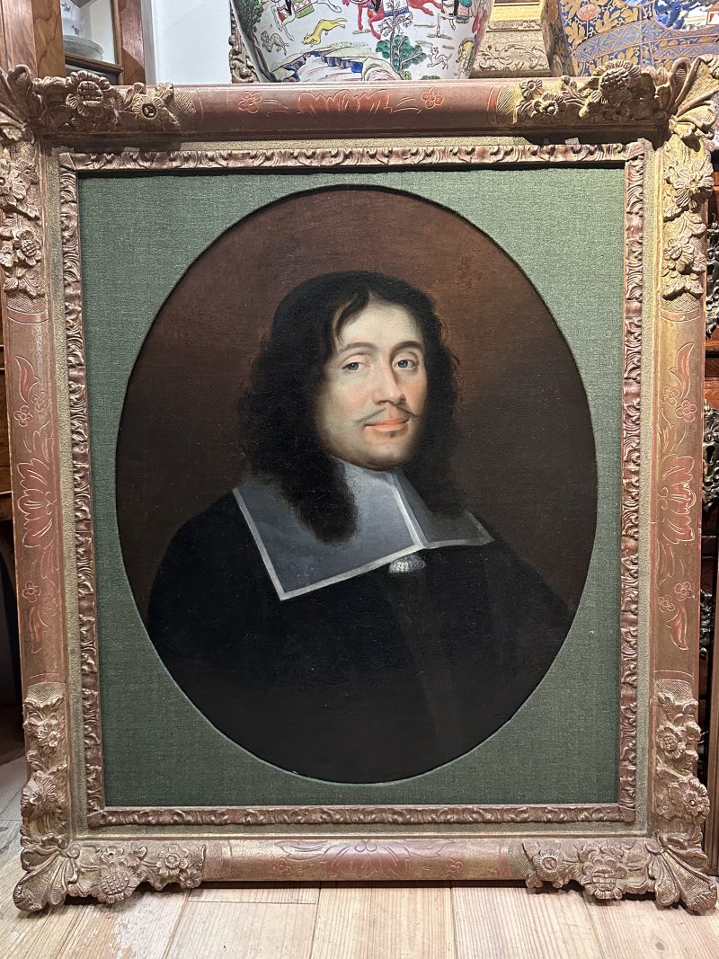 Pair oval portraits Dutch 18th century - pair antique portraits oval shaped nicely framed, oil on canvas - detail 2