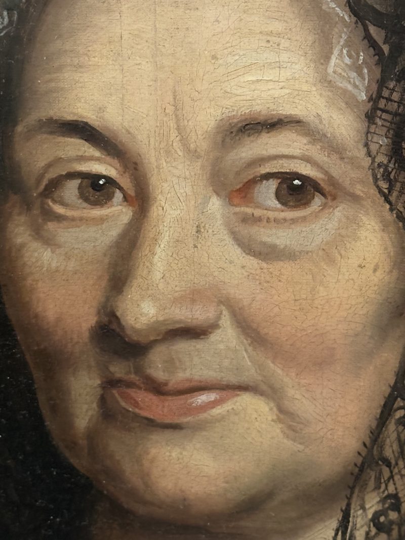 Pair oval portraits Dutch 18th century - pair antique portraits oval shaped nicely framed, oil on canvas - detail 7