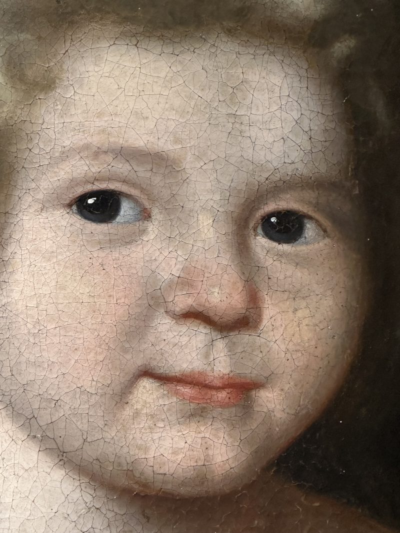 Samuel van Hoogstraten 1627-1678 attr. - Child holding flowers, oil on canvas - detail 3