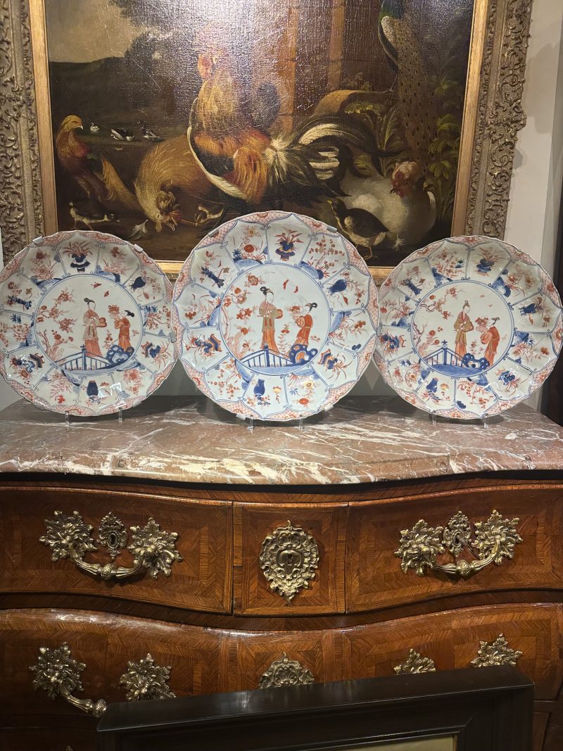 3 large chinese plates ladies decor Kangxi circa 1700, Kangxi periode 1662-1722 - detail 2