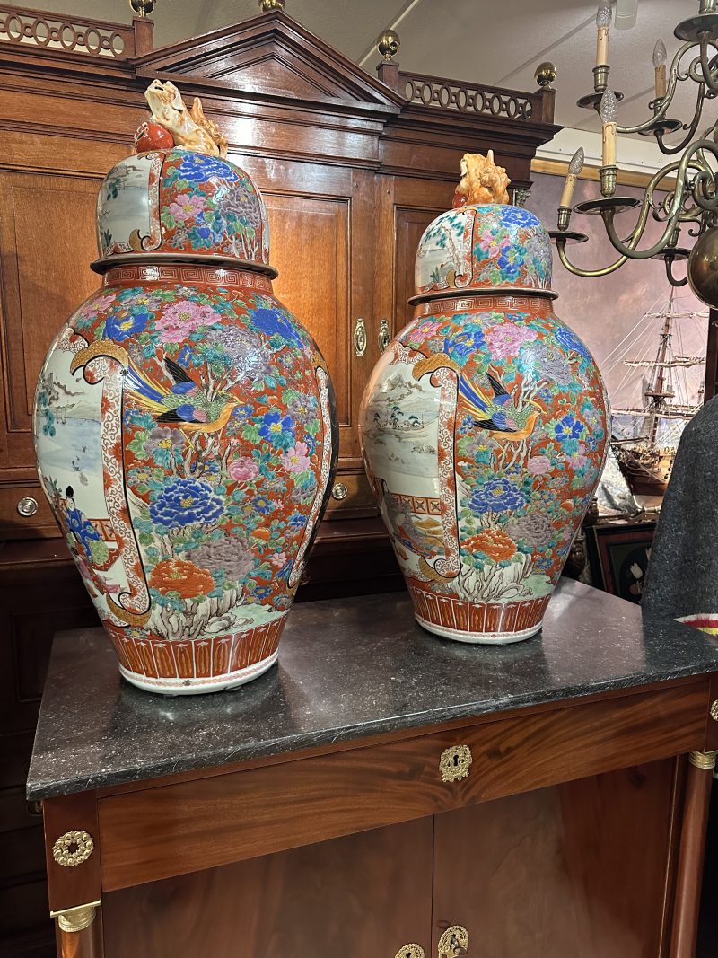 Huge pair of 19th century Japanese vases., Meiji period 19th century