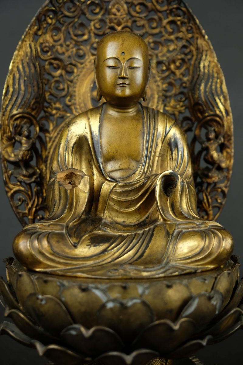 Japanese Buddha on lotus, 19th century - detail 3