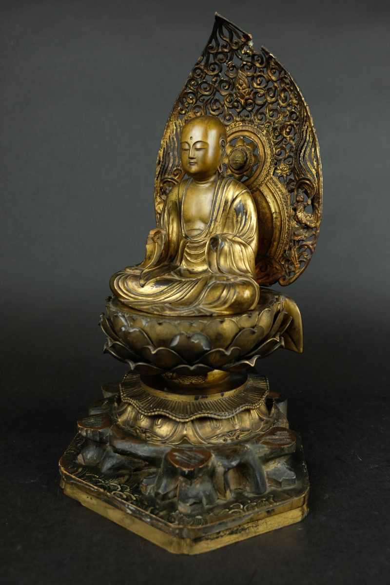 Japanese Buddha on lotus, 19th century - detail 6