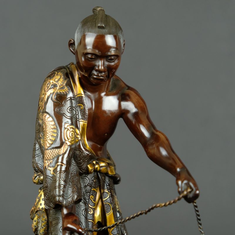 Miyao bronze figure of a vegetable salesman, 19th century - detail 1