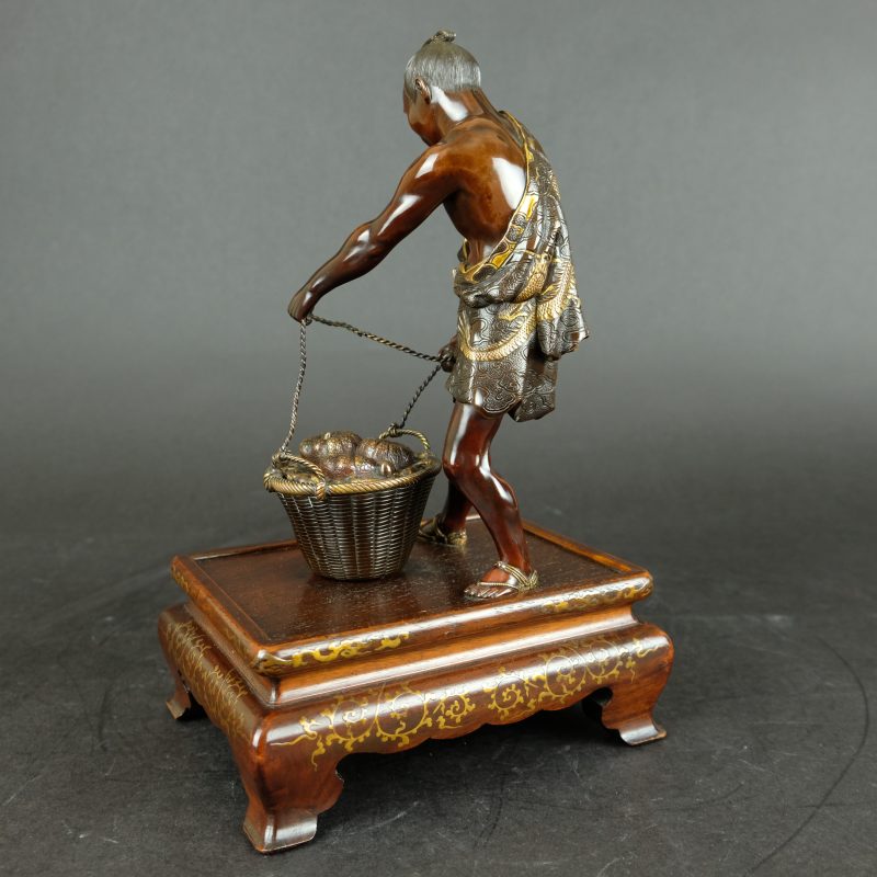Miyao bronze figure of a vegetable salesman, 19th century - detail 12