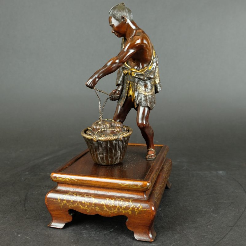 Miyao bronze figure of a vegetable salesman, 19th century - detail 13