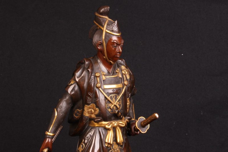 Miyao bronze figure of a warrior, 19th century Meiji periode