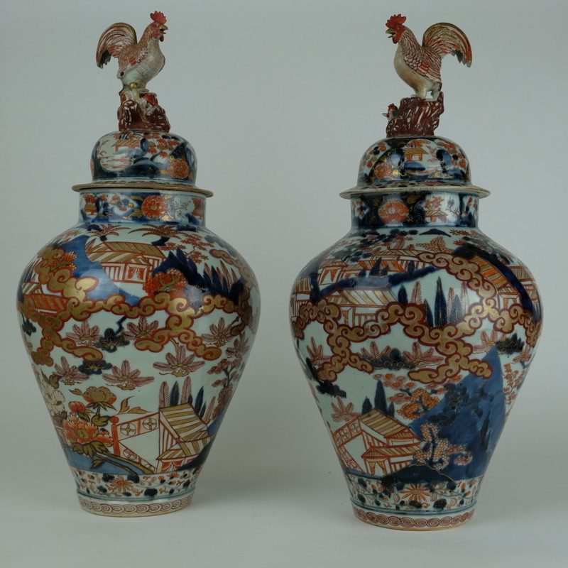 Pair 18th century japanese Imari cockerel vases, early 18th century - detail 8
