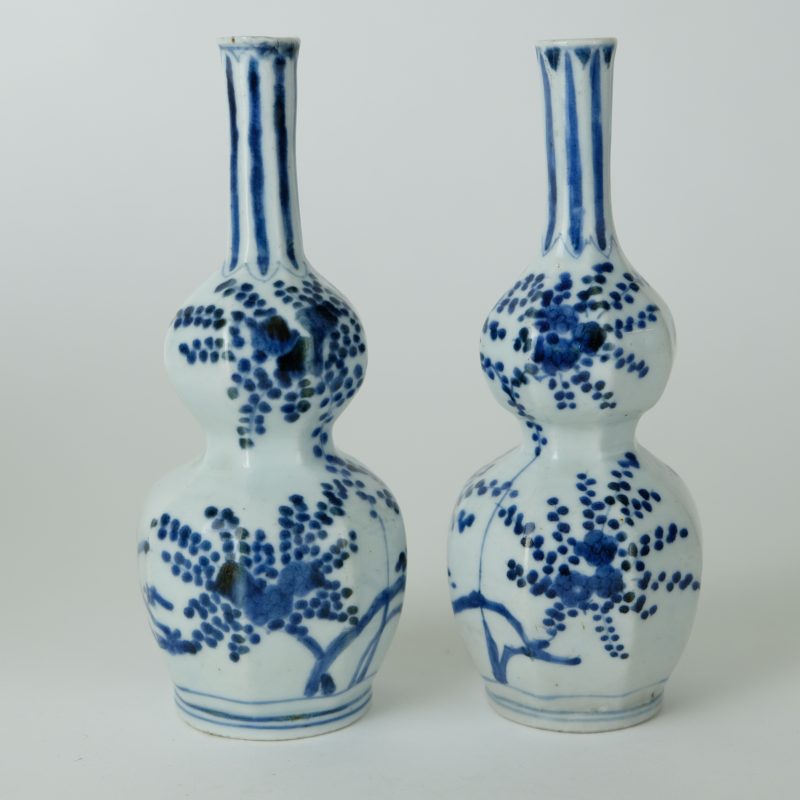 Pair japanese Arita double gourd hexagonal vases edo 18th Century, edo periode, 18th century - detail 4